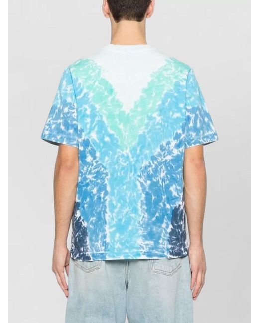 Casablanca Blue Crew-Neck T-Shirt With Tie-Dye Print for men