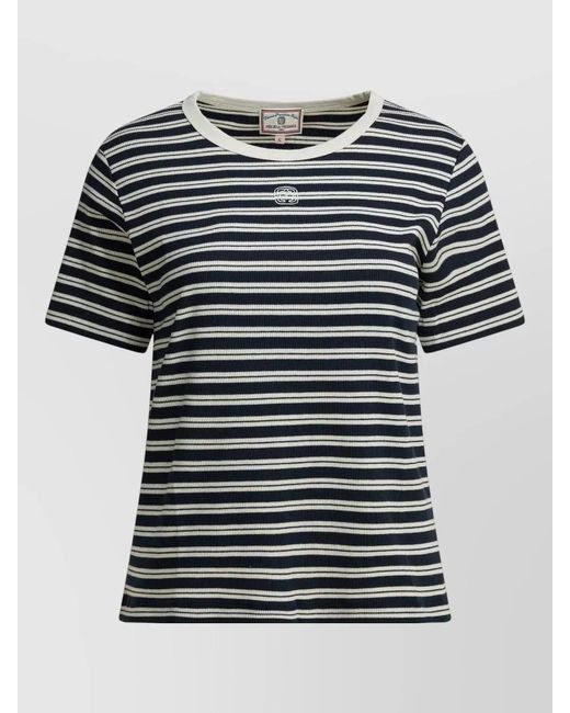 Ines De La Fressange Paris Black Striped Crew Neck Short Sleeve Top