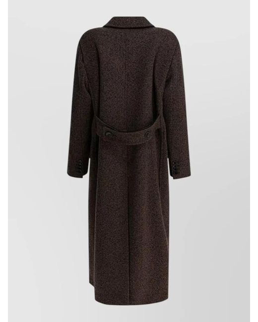 Max Mara Black Wool Cashmere Coat Back Belt Detail