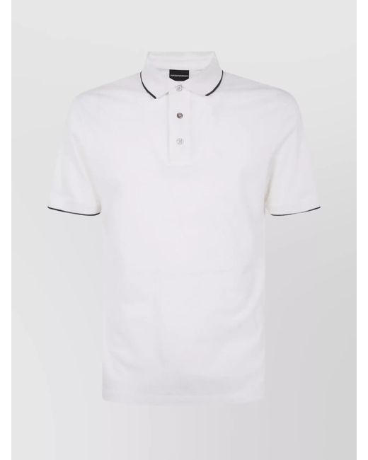 Emporio Armani White Trimmed Collar Polo Shirt for men