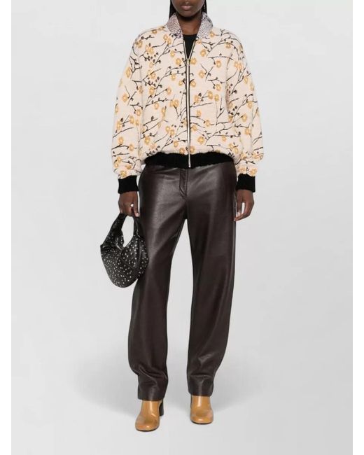 Forte_forte Natural Jacquard Bomber Jacket High Neck Floral