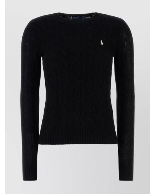 Polo Ralph Lauren Blue Cashmere Wool Cable-Knit Crewneck Jumper