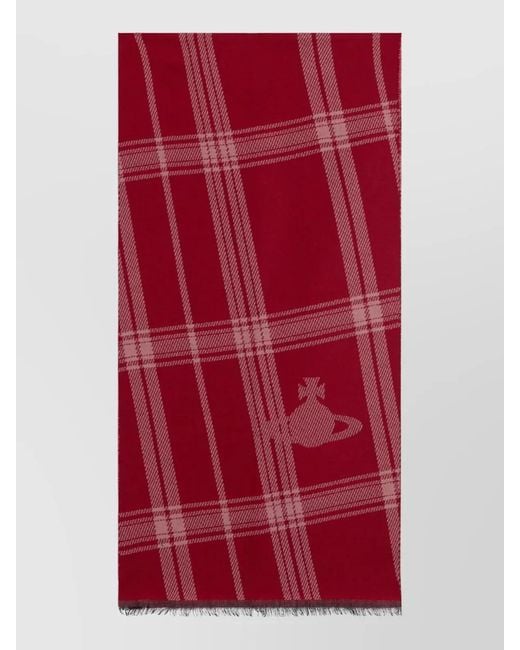 Vivienne Westwood Red Checked Wool Scarf