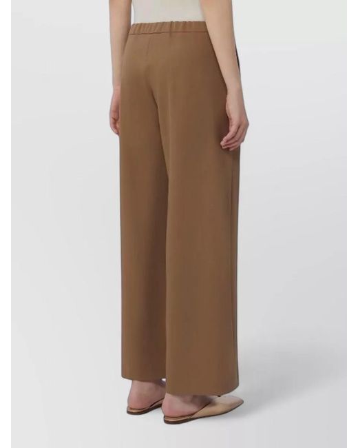 Max Mara Brown Virgin Wool Belted Wide Leg Pants