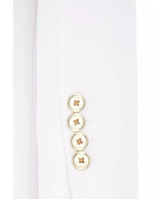 Michael Kors White Triacetate Blend Blazer With Flap Pockets
