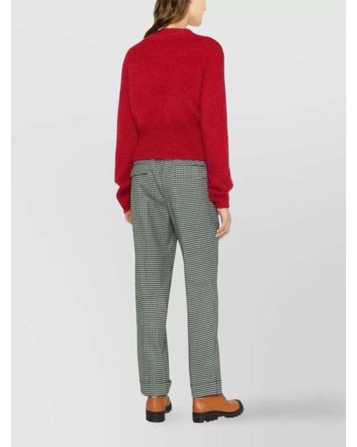 P.A.R.O.S.H. Gray Virgin Wool Fine-Check Tapered Cropped Trousers
