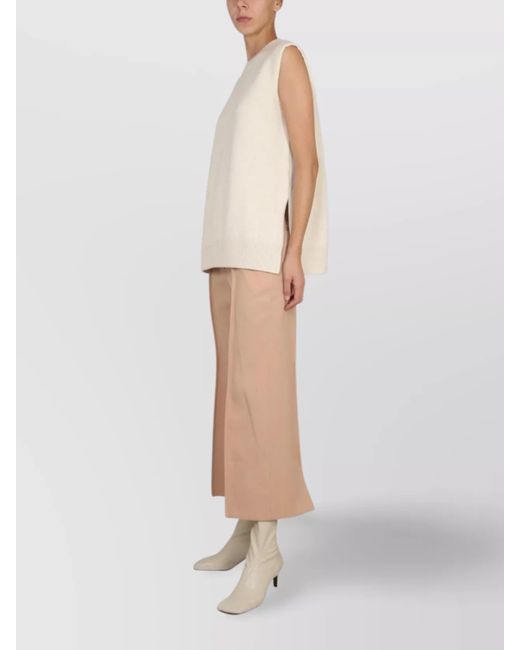 Jil Sander White Wool Cropped Trousers