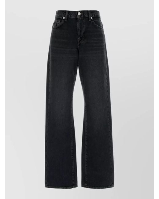 7 For All Mankind Blue Denim Wide-Leg Trousers