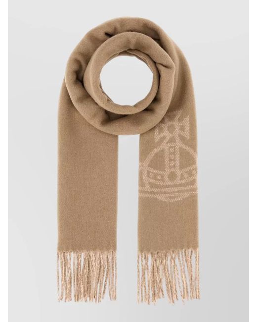 Vivienne Westwood Natural Wool Fringed Double-Face Scarf