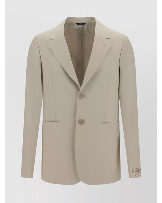 Fendi Natural Virgin Wool Single-Breasted Blazer for men