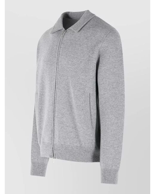 Lardini Gray Double Wool Bomber Jacket Long Sleeves for men