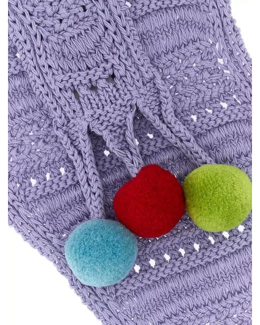 J.W. Anderson Blue Cotton Scarf Pompom Detail Knitted Design for men