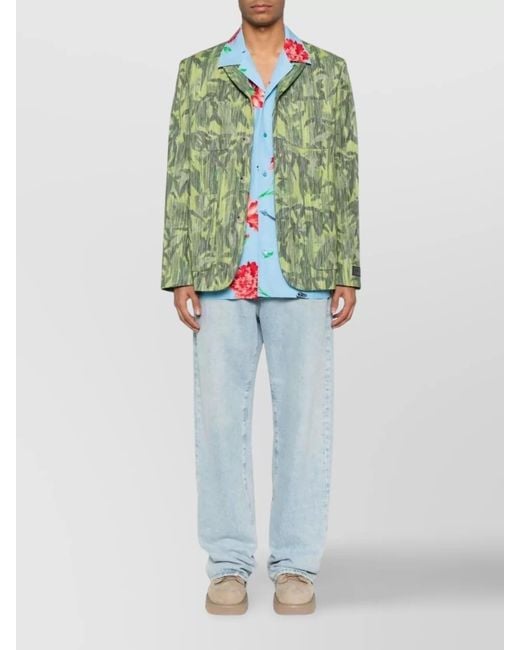 KENZO Green Single-Breasted Blazer for men