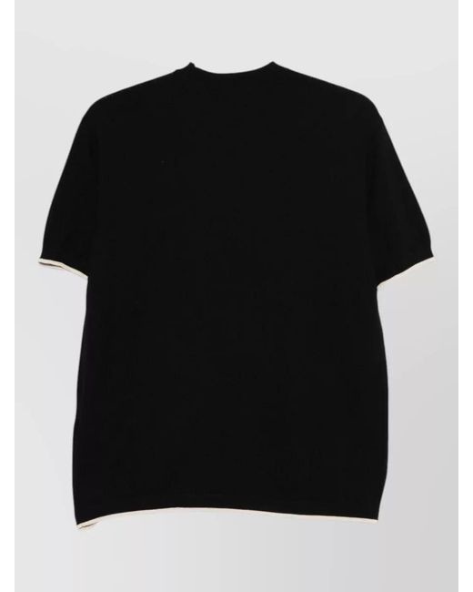 Emporio Armani Black Knit T Shirt Contrast Collar Crew Neck for men