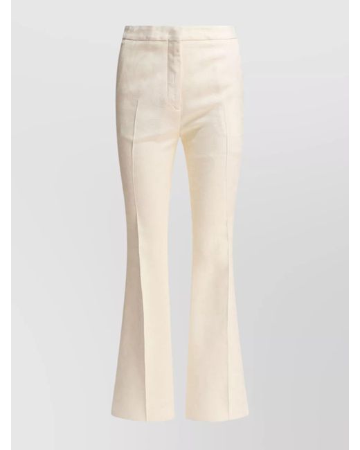 Etro Natural Flared Trousers With Front Crease And Back Pockets