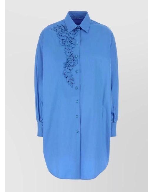 Ermanno Scervino Blue Cotton Oversized Shirt