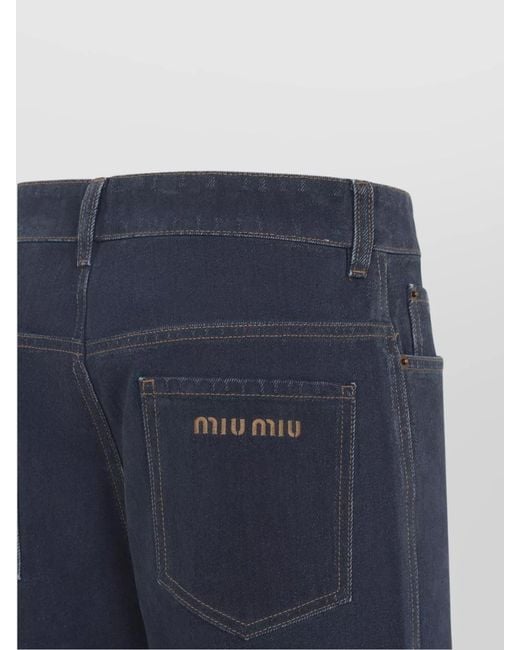 Miu Miu Blue Denim Mid-Rise Wide-Leg Jeans