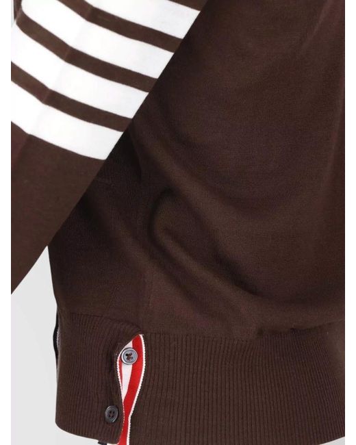 Thom Browne Brown V Neck Jacket Long Sleeves Striped Detail