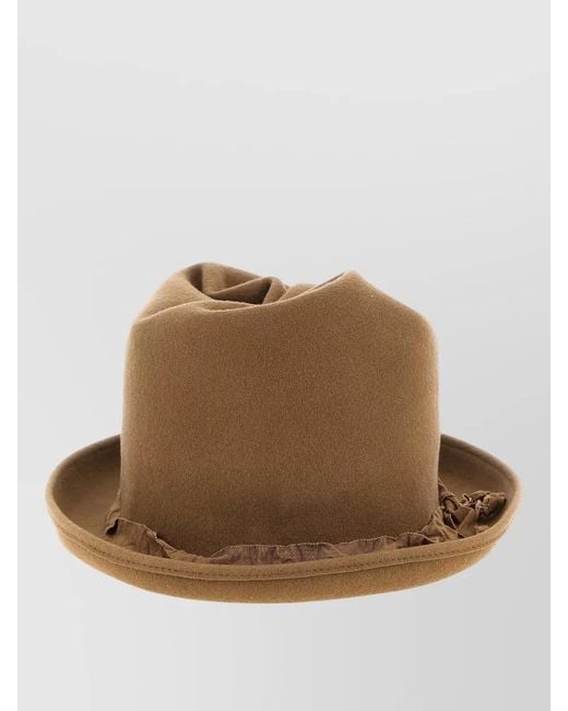 Yohji Yamamoto Brown Structured Crown Hat Featuring Wide Brim for men