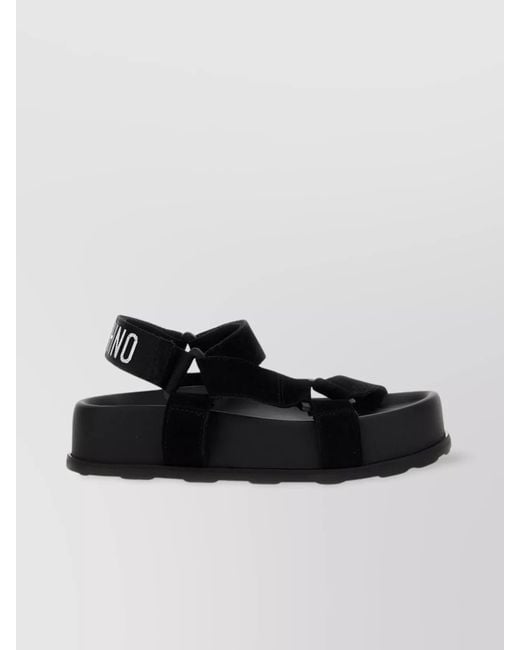 Moschino Women's Black Suede Platform Sole Sandals With Open Toe