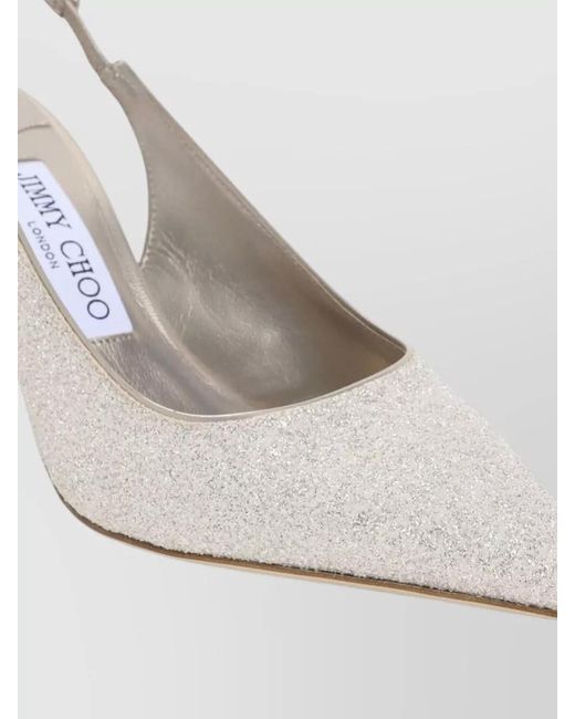 Jimmy Choo Natural Lace Pumps Glitter Pointed Toe Slingback Stiletto