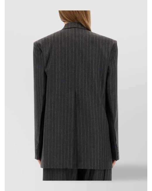 Sportmax Black Double-Breasted Oversized Wool-Blend Blazer
