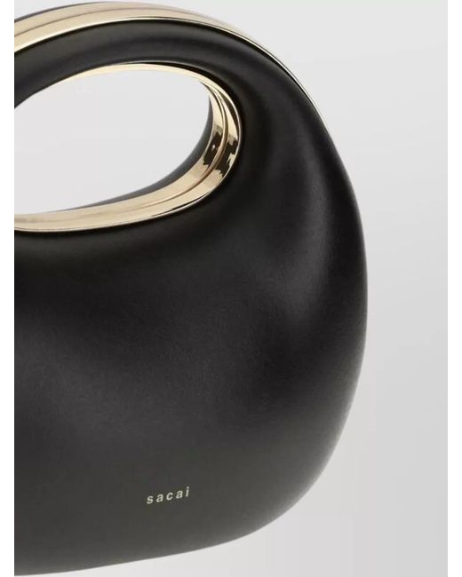 Sacai Black Calf Leather Rigid Clutch Bag