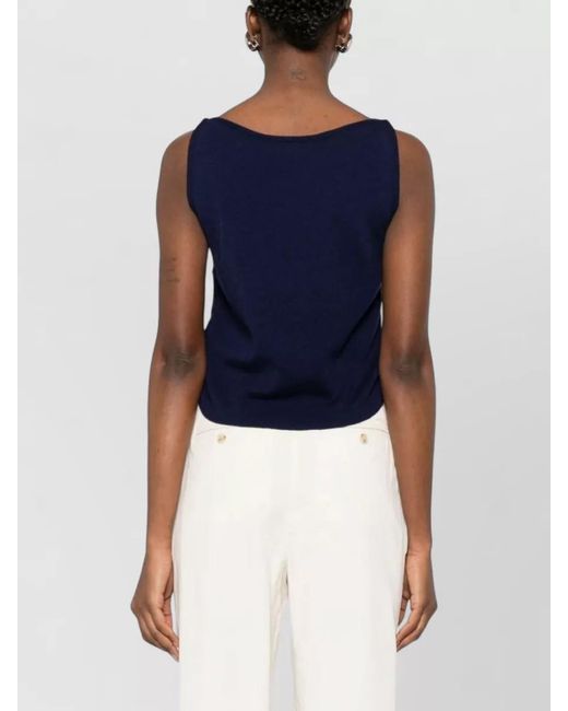 DUNST Blue Sleeveless Top Lightweight Fabric Round Hem