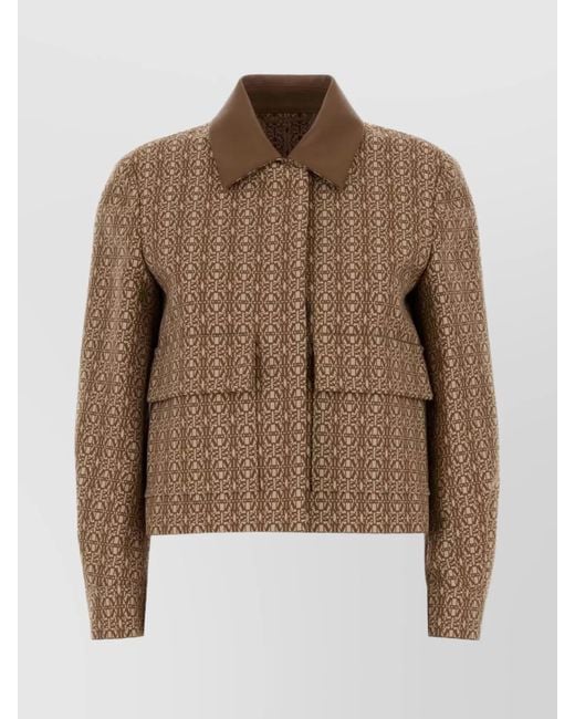 Max Mara Brown Embroidered Cotton Fitted Jacket