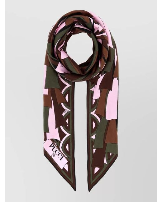 Emilio Pucci White Silk Printed Twill Scarf