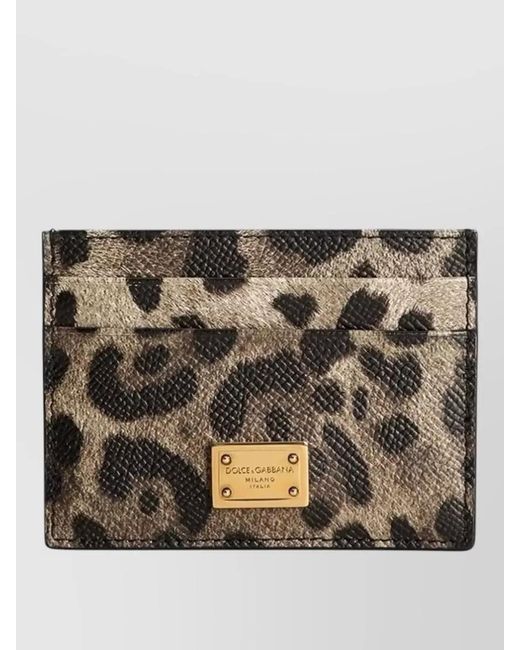 Dolce & Gabbana Metallic Leopard Print Leather Cardholder