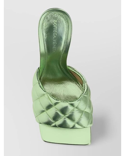 Bottega Veneta Green Leather Quilted Sandals