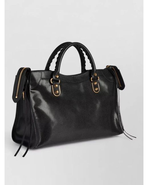 Balenciaga Black City Tote Bag Front Pocket Strap Handles