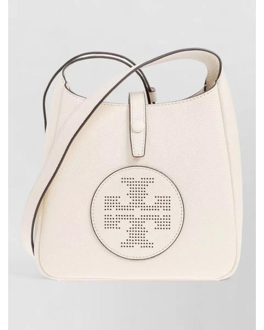 Tory Burch Natural Shoulder Bag Nylon Detailing Silk Construction Strap