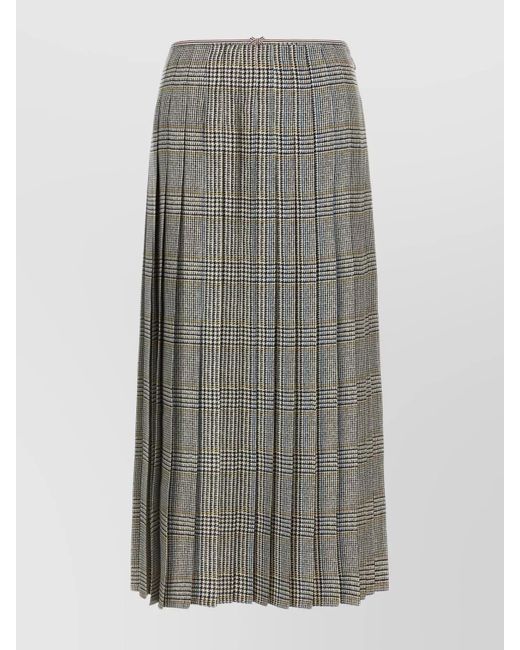 Thom Browne Gray High-Waisted Checkered Pleated Skirt Design