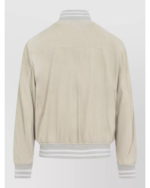 Ralph Lauren Natural Suede Bomber Jacket Varsity Design for men