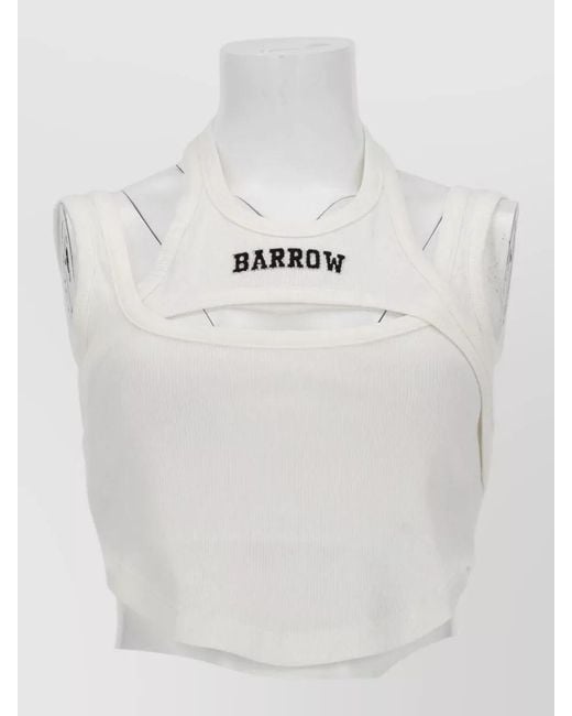 Barrow White Ribbed Tank Top Sleeveless Cropped Cut