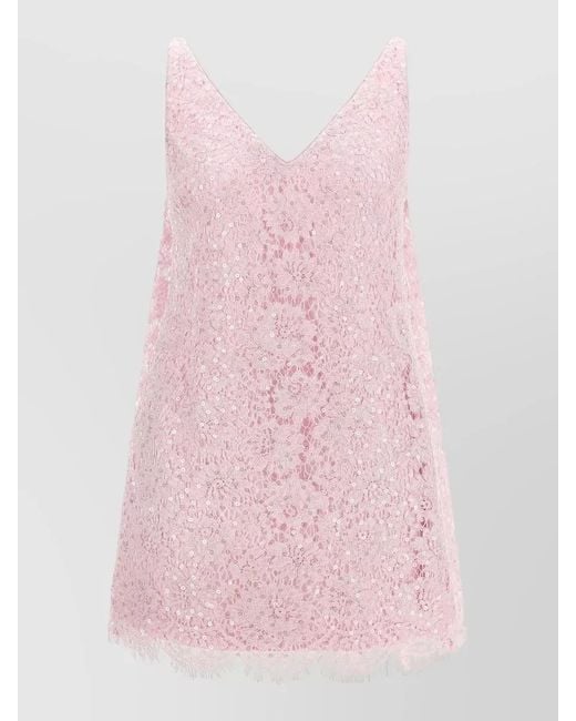 Self-Portrait Pink Sequin Floral Lace Mini Dress