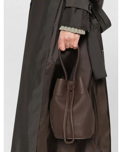 Uma Wang White Small Bucket Bag Smooth Top Handle Strap