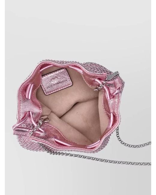 Anya Hindmarch Pink Bucket Bag Clutch Chain Strap Rhinestones