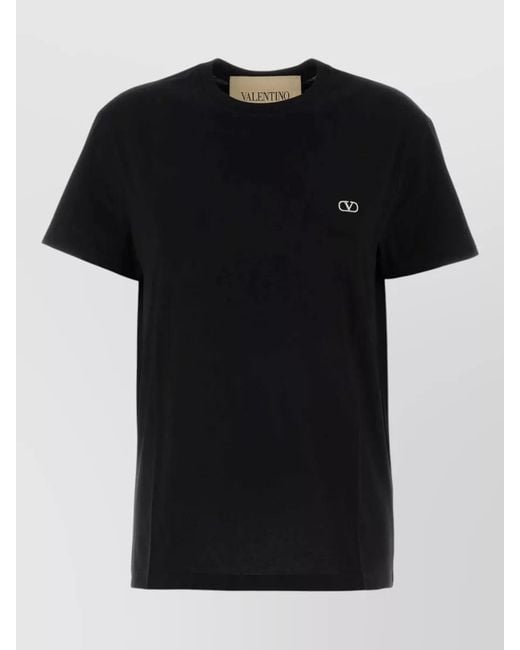 Valentino Black Jersey T Shirt Crew Neck Short Sleeves for men