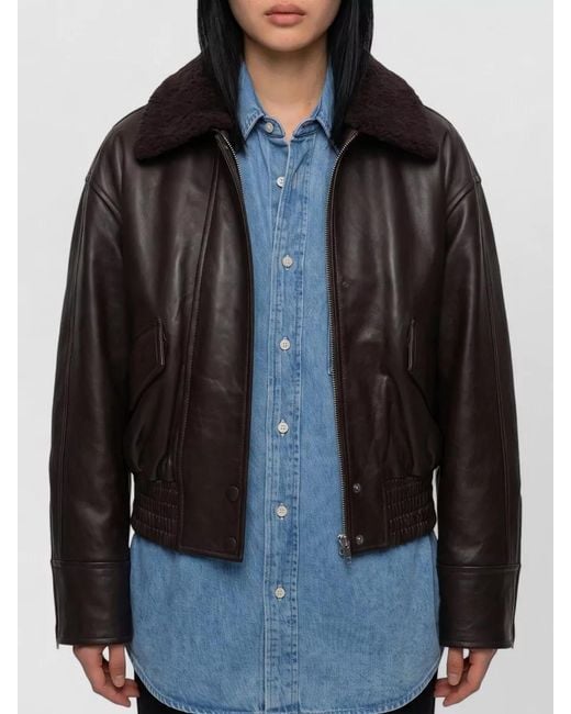 IVY & OAK Black Iolaila Lane Leather Bomber Jacket