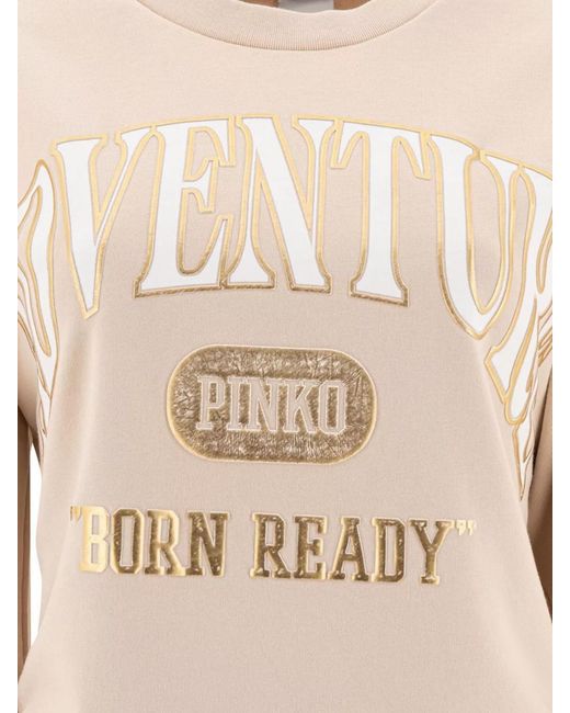 Pinko Natural Cotton Printed Long-Sleeve Sweatshirt