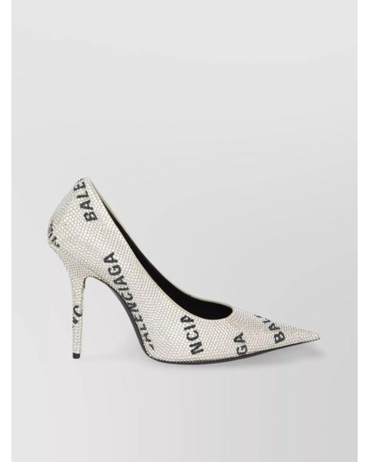 Balenciaga White Pointed Square Knife Heel Pumps