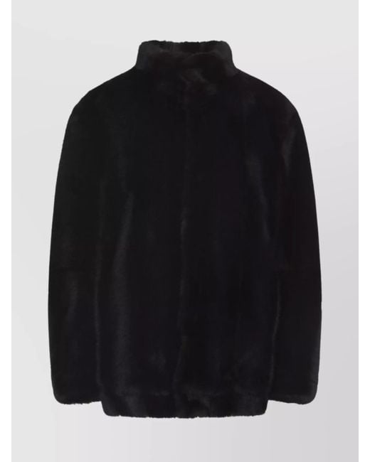 MM6 by Maison Margiela Black Faux Fur Relaxed-Fit Jacket