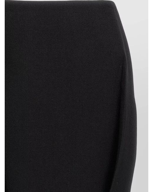 Prada Black Stuoia Old Wool Midi High Waist Skirt