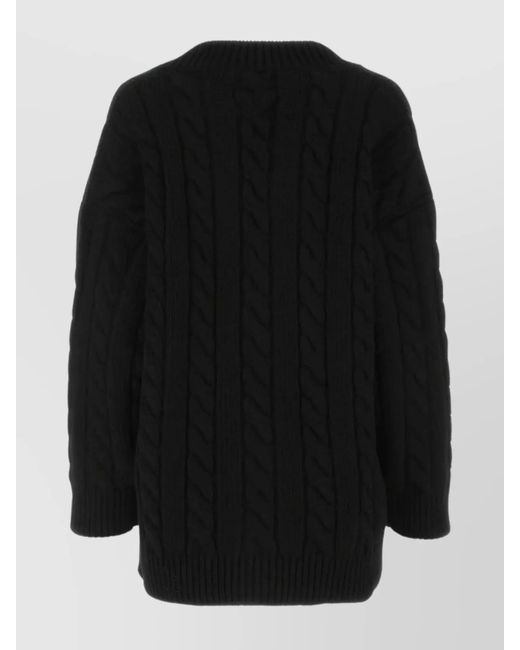 Prada Black Cashmere Wool Oversized V-Neck Cardigan