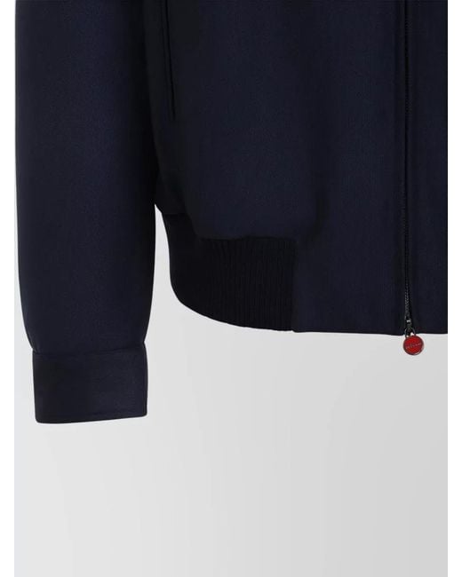 Kiton Blue Long Sleeve Bomber Jacket Point Collar for men