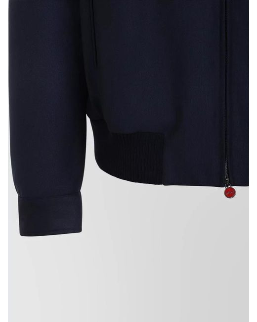 Kiton Blue Wool Cashmere Ribbed Bomber Jacket for men