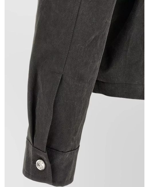 Séfr Black Marble-Effect Cotton Single-Breasted Coat for men